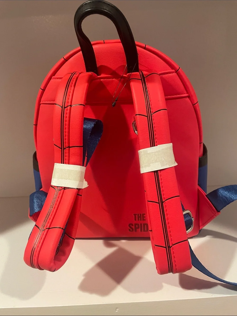 Kids  Red Spider Motif Backpack with Blue Accents
